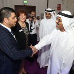 His Excellency Dr.\ Abdulla Bilhaif Al-Nuaimi Minister of Public Works with Eng. Baydaq Aljazaeri the chairman of JAK