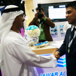 His Excellency Dr.\ Abdulla Bilhaif Al-Nuaimi Minister of Public Works with Eng. Baydaq Aljazaeri the chairman of JAK